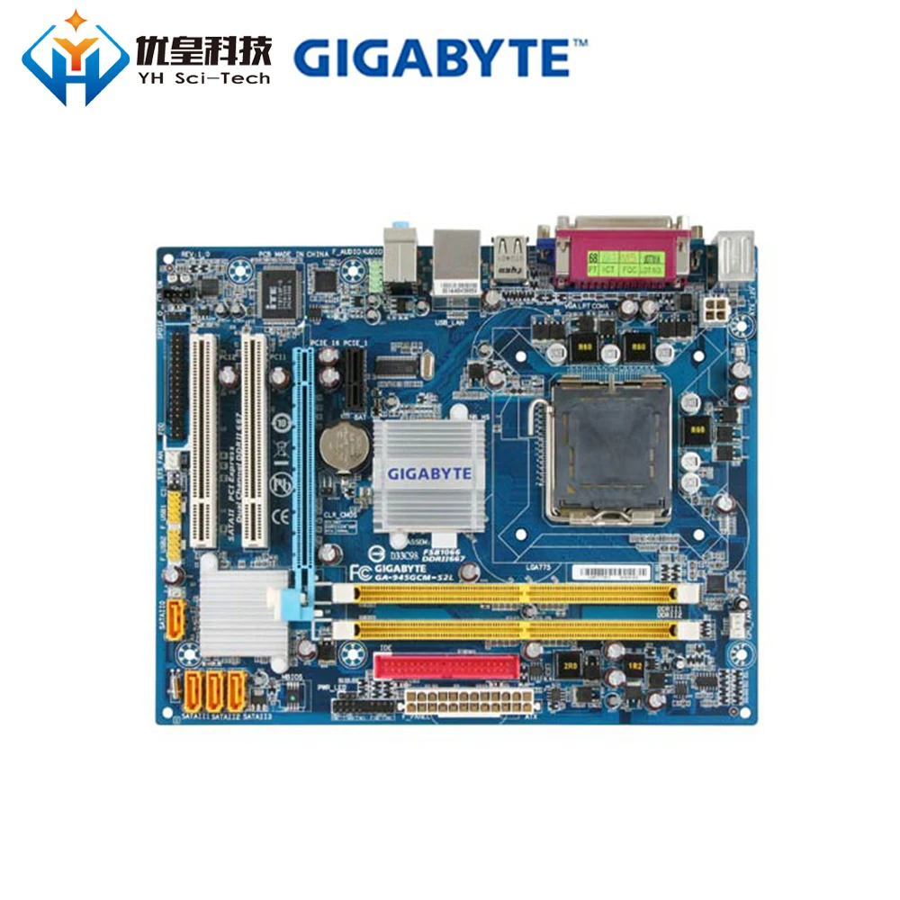 Оригинальная б/у настольная Материнская плата Gigabyte GA-945GCM-S2L 945GC LGA 775 Core2 Extreme/Core 2 Duo DDR2 Micro ATX
