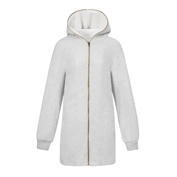 

Women Oversized Full Zip Sherpa Hoodie Fleece Jacket With Pockets Grey