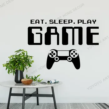 

Gamer Vinyl wallpaper Eat Work Play Sleep Game Controller video game wall decals Customized For Kids Bedroom Wall sticker wx210