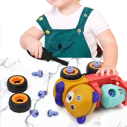Conjunto de vehículos de ingeniería para niños, desmontaje de tornillo desmontable, puzle de juguete, excavadora, Juguetes diy para bebés de 4 a 6 años