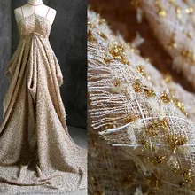 150X90 см/шт дизайнерская ткань пеньковая Золотая трехмерная Тяжелая Текстура тканая винтажная осенняя и зимняя шерстяная Верхняя одежда ткань