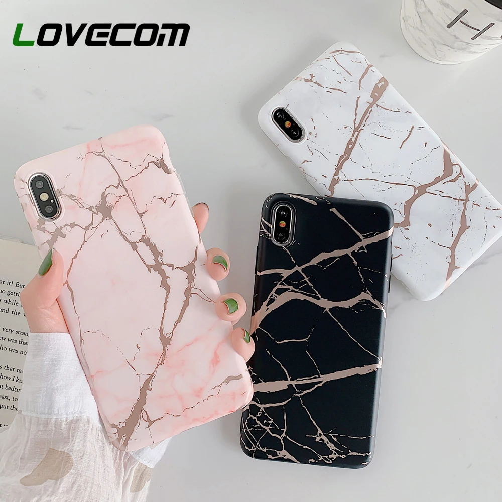 LOVECOM чехол для телефона iPhone 12 11 Pro Max XR XS 6 6S 7 8 Plus X гальванизированная мраморная