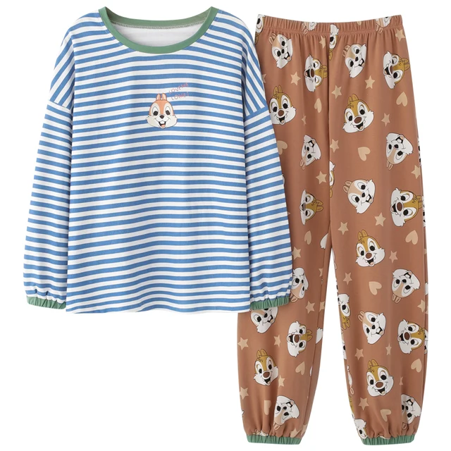 Disney Cartoon Snow White Dwarf Long Pajamas Set Lady Autumn Winter Cotton Long Sleeve Trousers Suit Printing Kawaii Pyjamas Set 3510