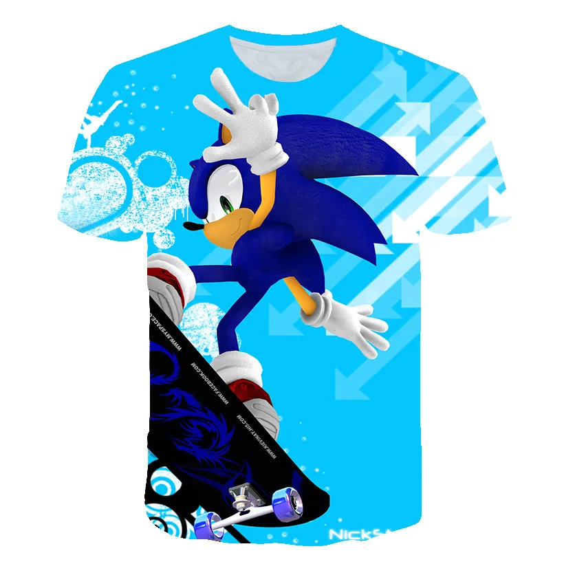 2020 Most Popular Movies Sonic 3D Hedgehog Print Short Sleeve High Quality Boys and Girls Summer Promotion Fashion T-shirt