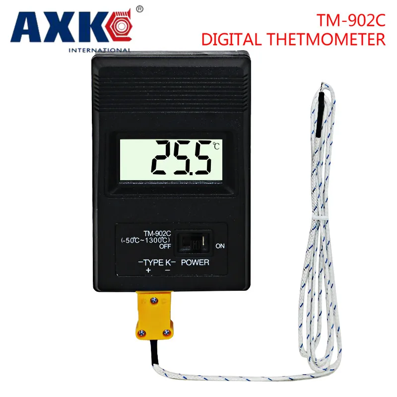 

TM-902C Black K Type Digital LCD Temperature Detector Thermometer Industrial Thermodetector Meter + Thermocouple Probe DT530