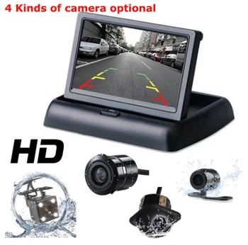 

2In1 Car Parking System Kit 4.3"Folding Car in-Dash Monitor Rear view Display Monitor Waterproof Reversing Backup Camera