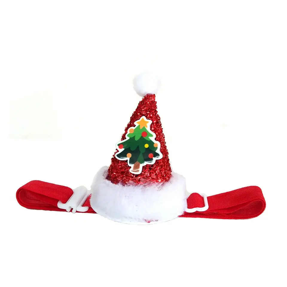 Рождественская шапочка для домашних собак, шапка Санта-Клауса, шапка для собак с повязкой на голову, милый дизайн с блестками, головной убор, шапка для рождественской вечеринки, товары для домашних животных
