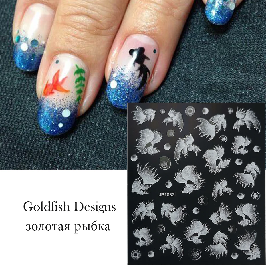 5D Nail Sticker Rose Feather Engraved Embosse Design Transfer Decals Slider Wraps DIY Nail Art Decoration GLJP1019-JP1036 nail stickers nail art decoration nail decals