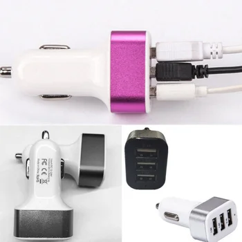 

Universal USB Car Charger 3 Port Adapter Socket 1A 2.1A For Cell Phone GPS MP4 Portable USB Charging Ports Charger TSLM1