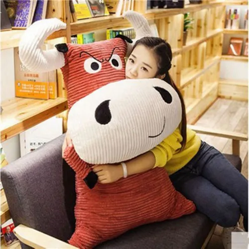Fancytrader 47'' Pop Anime Ox Plush Toy Giant Soft Stuffed Cow Cattle Hugging Pillow Birthday Gift Home Deco 120cm 2 Colors (5)