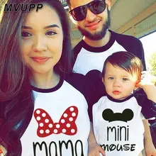 Зимняя длинная футболка с Минни Маус для всей семьи, Одинаковая одежда для мамы, дочки, папы и сына одежда для мамы и дочки мама и я