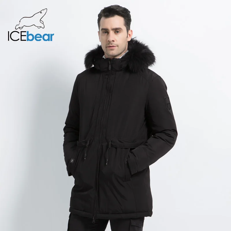 ICEbear 2019 зимняя мужская куртка на молнии с регулируемым поясом мягкая удобная
