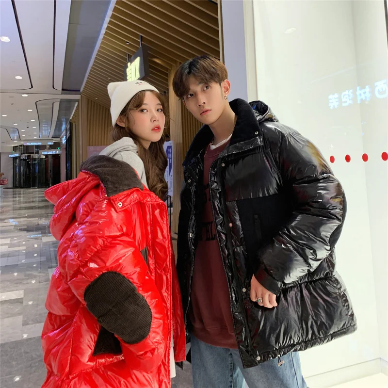

Corduroy Patchwork Bright Puffer Jacket for Mens Winter Clothes 2020 Fashion Trends Couple Bubble Coat Fluffy Padded Streetwear