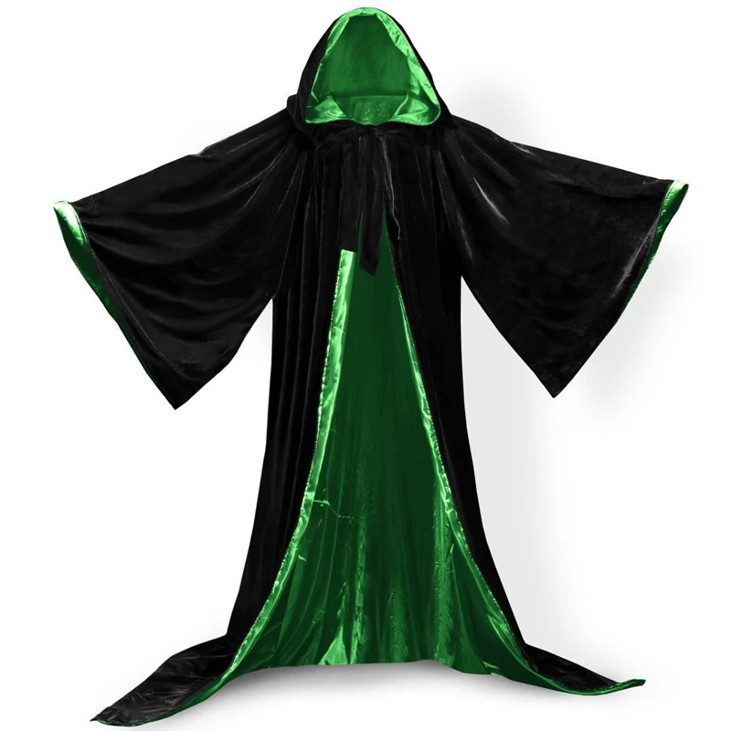 Black - green Вельветовый плащ с капюшоном и длинными рукавами, накидка на свадьбу, накидки на Хэллоуин, свадебные накидки, элегантные накидки на заказ, накидки на свадьбу - Цвет: Black - green