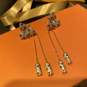 

fashion flower metal chain tassel drop earring for women