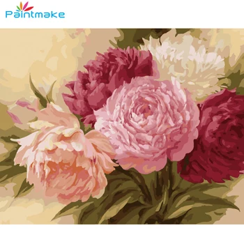 

Paintmake Flowers DIY Painting By Numbers Drawing Kits Peony Oil Paint On Canvas Unique For Home Decor Art Picture G429