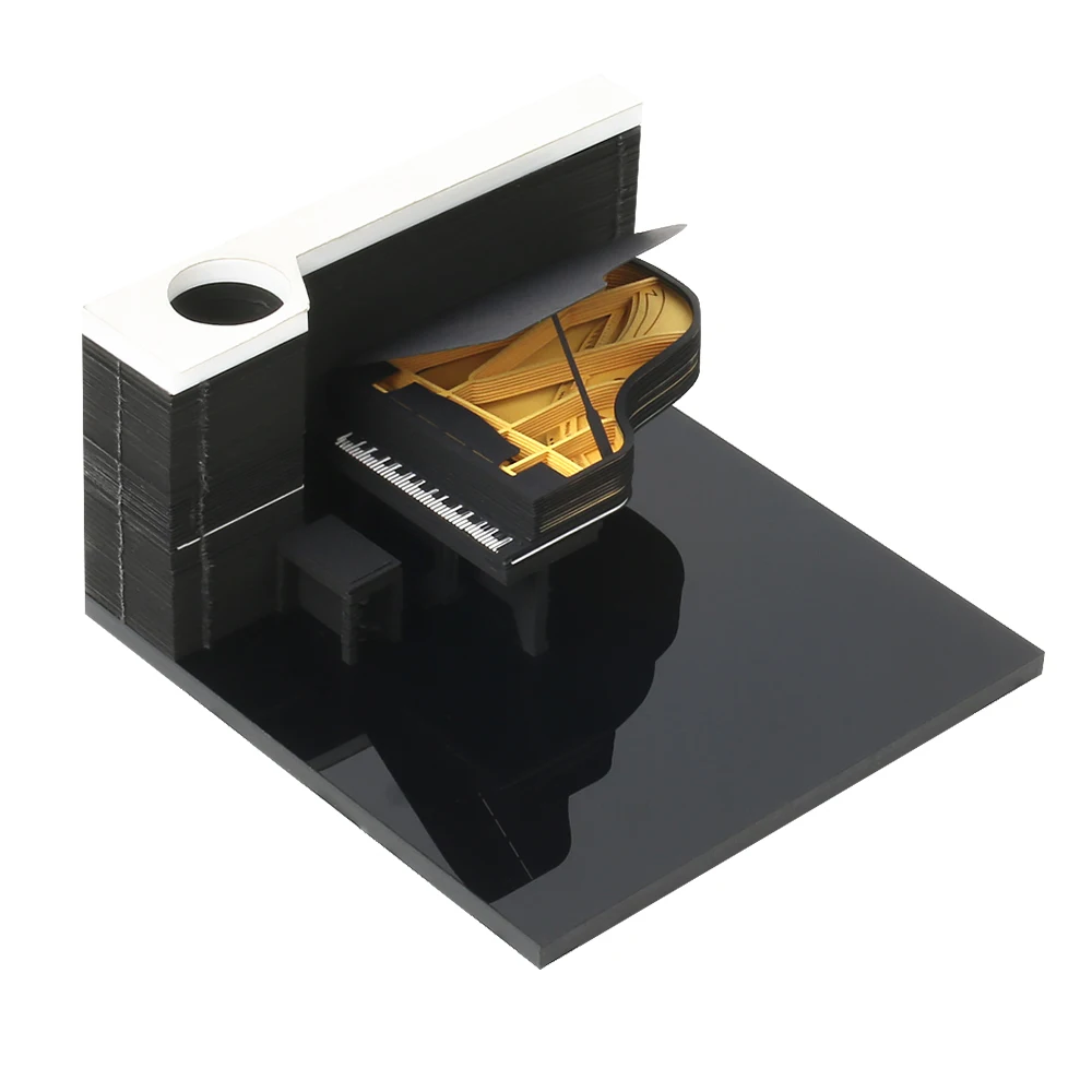Omimshiroiブロックメモ帳3Dメモパッドピアノミニチュア3Dメモ