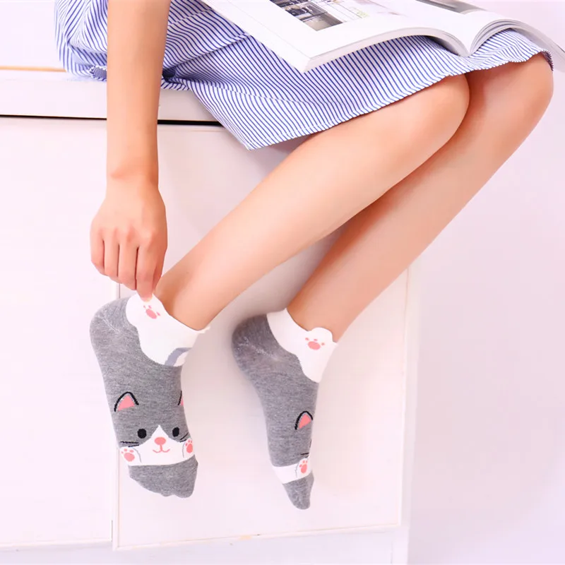 5 пар/набор Демисезонный модные женские туфли хлопковые носки с мультипликационным принтом «панда» с лисьим и кроличьим собака Harajuku Kawaii милые девушки Повседневное Смешные счастливых носки