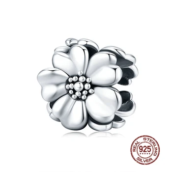 

MOWIMO Bloom Flower Charms 100% 925 Sterling Silver Beads Fit Original Silver Bracelet Pendant For Women Fine Jewelry BKC1486
