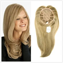 Hstonir European Remy Hair Hairpiece Handtied Magic Top Piece With Clips Toppers For Women Mono Wig Jewish TP18