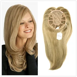 Hstonir European Remy Hair Hairpiece Handtied Magic Top Piece With Clips Toppers For Women Mono Wig Jewish TP18
