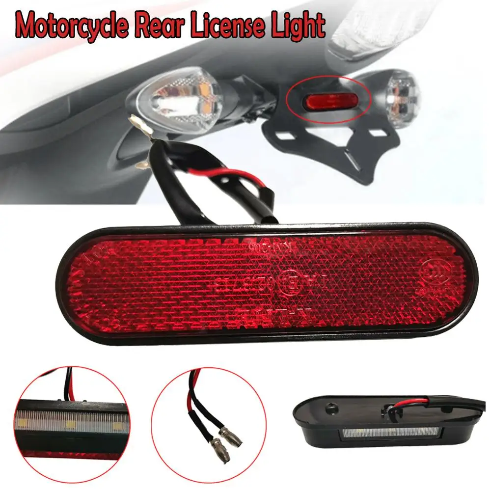1pc Universal Motorcycle Rear Reflector License Plate Light 3 Led