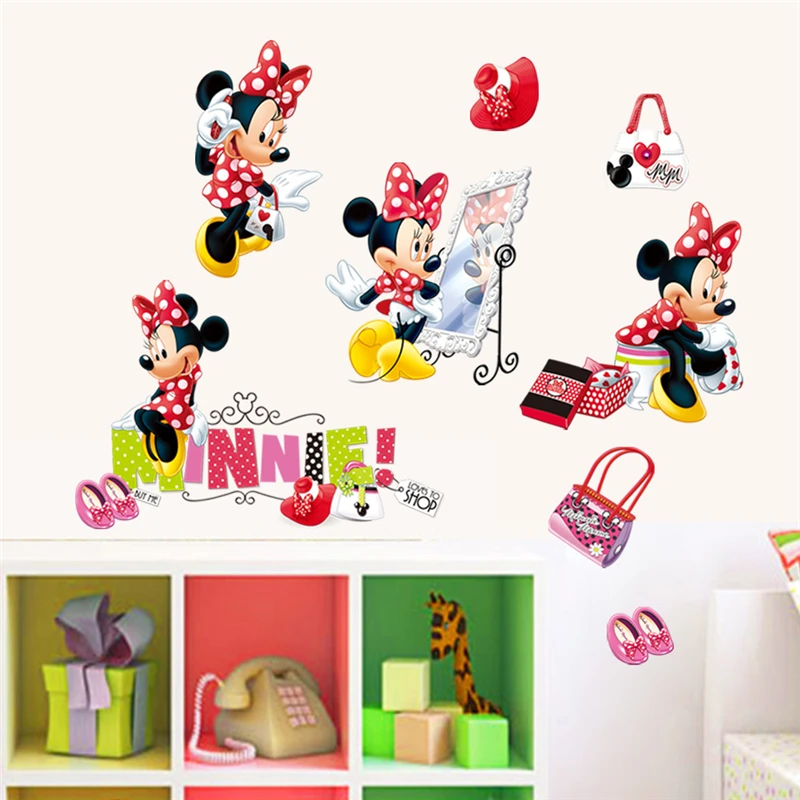 Cartoon Disney Fashion Minnie Wall Stickers For Kids Rooms Girls Party Gifts Home Decor Wall Decals PVC Mural Art Diy Wallpaper Cartoon Disney Fashion Minnie Wall Stickers For Kids Rooms Girls Party Gifts Home Decor Wall Decals PVC Mural Art Diy Wallpaper