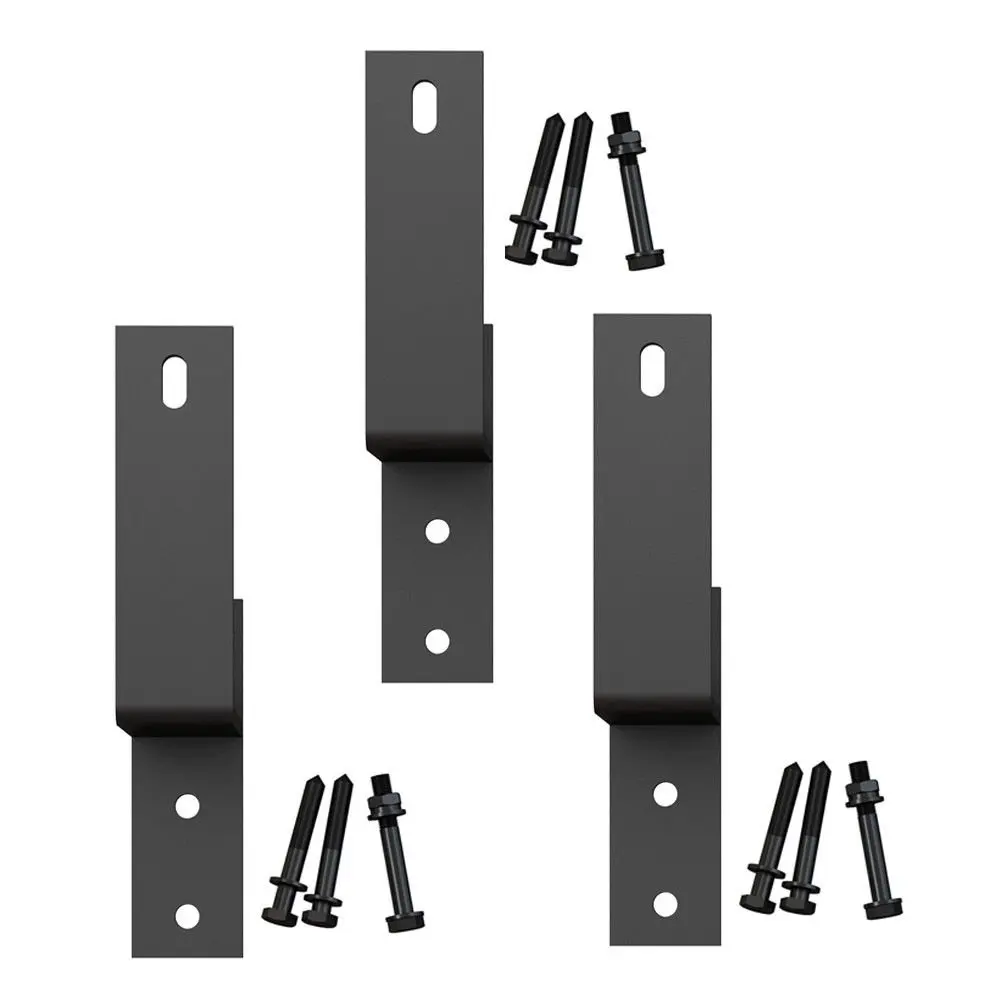 3 предмета в комплекте Wall-Mount матовый черный Сталь обходной кронштейн для раздвижные двери сарая Комплектующие дверей