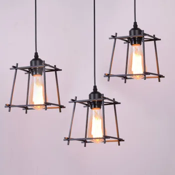 

Modern Pendant Light Black Iron Hanging Cage Edison Filament pendant lighting Dining Room Restaurant Bar Counter Industrial Loft