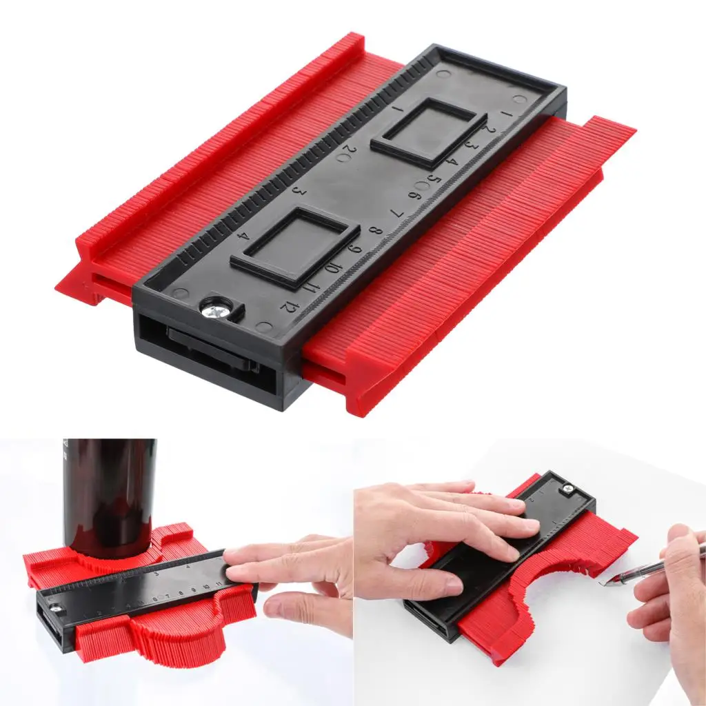 

5inch Multi-functional Contour Profile Gauge Tiling Laminate Tiles Edge Shaping Wood Measure Ruler ABS Contour Gauge Duplicator