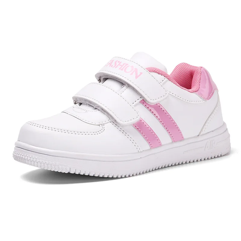 Размеры 28-40; обувь для родителей и детей; детская обувь; спортивная обувь для мальчиков и девочек; нескользящие повседневные кроссовки; дышащие белые туфли для мальчиков - Цвет: Pink Leather