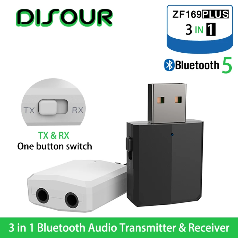Bluetooth передатчик DISOUR 5 0 USB приемник ТВ мини 3 в 1 мм AUX Hi Fi стерео аудио беспроводной
