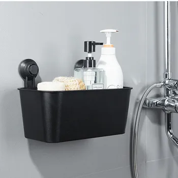 

Shelf Home Bathroom Vacuum Suction Cup Simple Square Rack Toilet Creative Free Punch Drain Kitchen Storage Rack #YL5