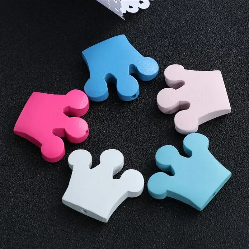 10 шт деревянные поделки Корона развивающие окрашенные смешанный цвет шарики для