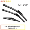 Wiper Front & Rear Wiper Blades Set For Nissan Qashqai J10 2006 2007 2008 2009 2010 2011 2012 2013 Windshield Wiper 24"+15"12" 1