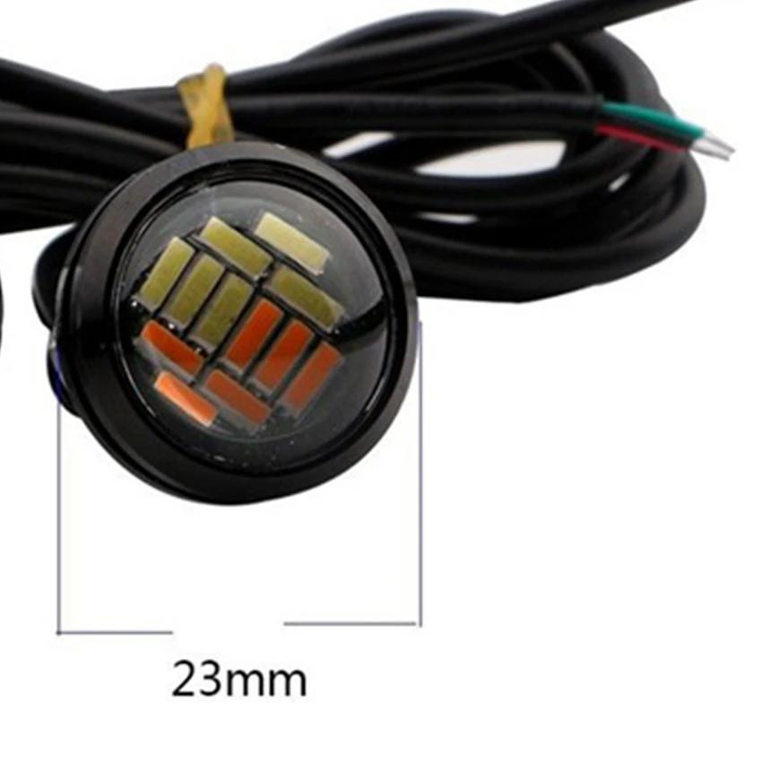 12 LED black 12 В, 18 мм, 23 мм, светодиодный автомобильный противотуманный фонарь с орлиным глазом, DRL, дневные, задние, парковочные сигналы, желтый, синий, белый, красный, водонепроницаемые, дневные ходовые огни - Цвет: 12 LED black