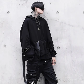 

Autumn new men's hiphop personality zipper loose sweater Europe and America men's casual hooded sports hoodies
