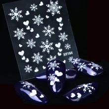 1 лист модные поп-стили белый снег цветок наклейки Стикеры 3D на ногти Nail Art украшения DIY трафарет Маникюр Инструменты для дизайна ногтей LAXF184