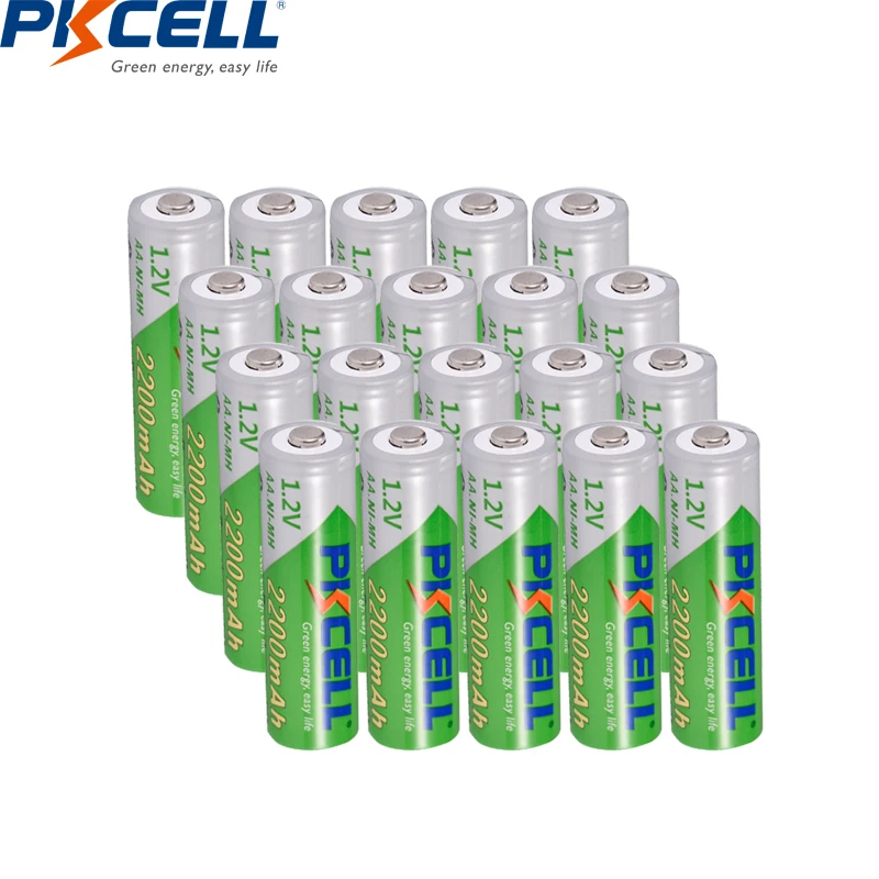 20 шт PKCELL 1,2 v aa батарея 2200mah аккумуляторная батарея никель-металл-гидридные батарейки aa перезаряжаемый аккумулятор для камеры игрушки