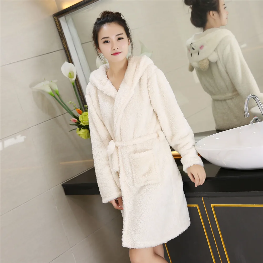 Ночная рубашка с капюшоном из кораллового флиса милый теплый халат одежда для