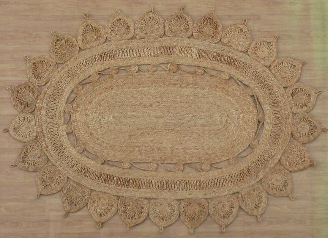 

Rug Living Room Decoration Area Rug Natural Jute Durable Handmade Braided Jute Rug 6.0 X 4.2 Feet Floor Carpet
