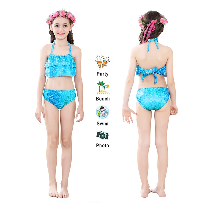 PrettyGirl Kids Girls Swimming Mermaid tail Mermaid Costume Cosplay Children Swimsuit Fantasy Beach Bikini can add Monofin Fin 4