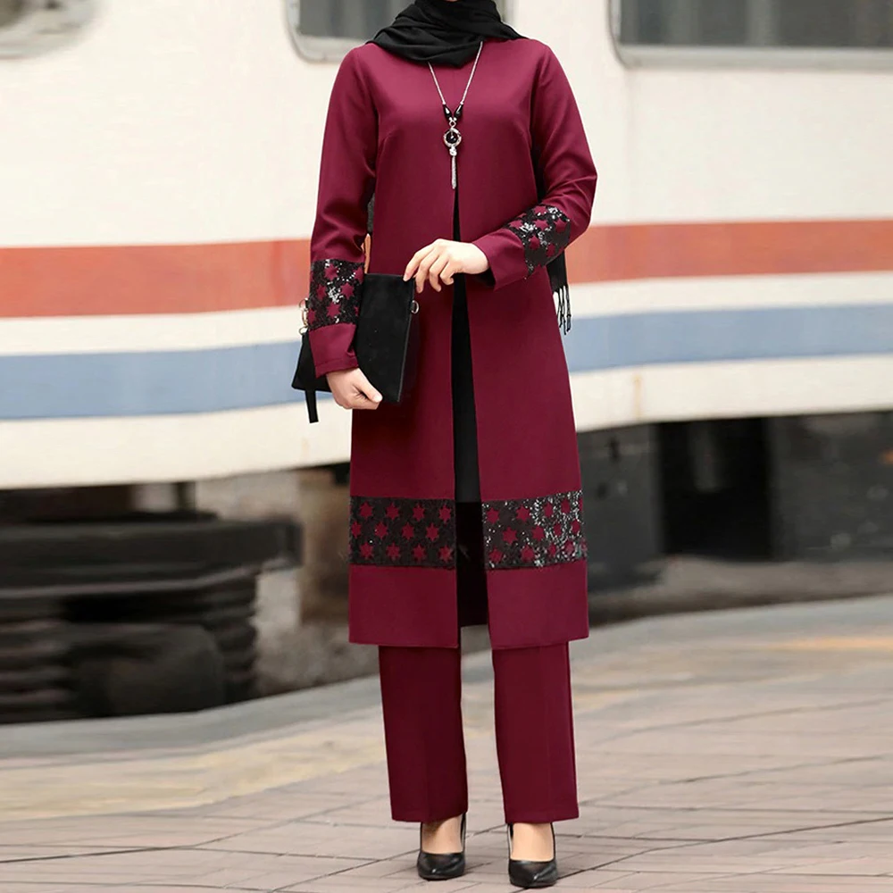 Ramadan Eid Mubarak Kaftan Dubai Abaya Turquía Hijab musulmán vestido conjuntos ropa Islam para las mujeres conjuntos Musulman Robe Femme Ete