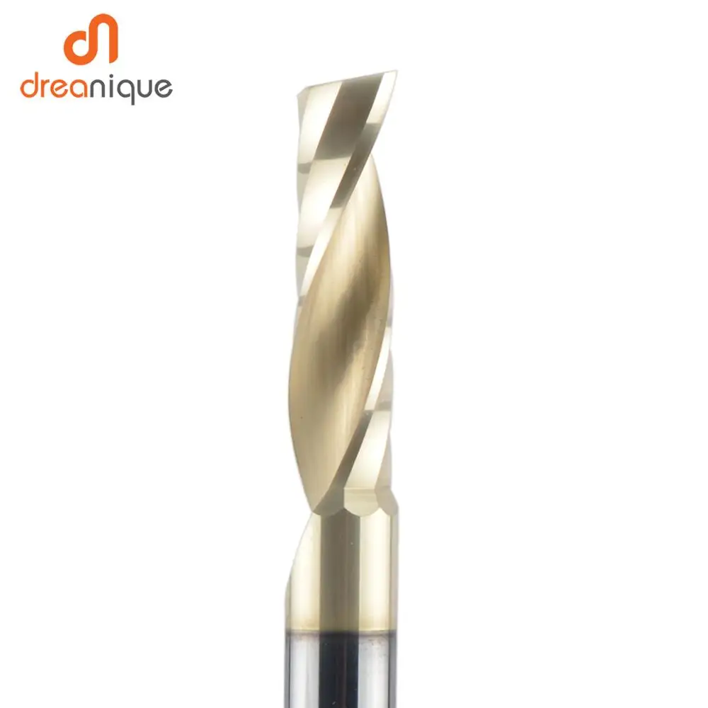 1pc Aaaaa Zrn Coating Single Flute Spiral End Mill 3.175 Shank Aluminum Mill Cnc 3d Engraving
