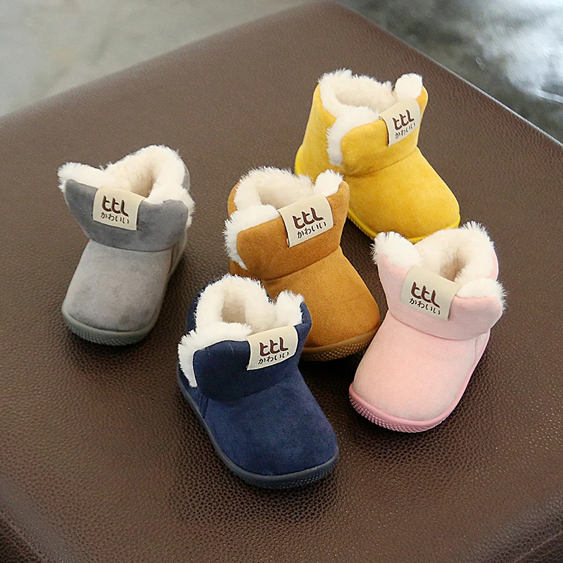 

Infant Toddler Snow Boots 2019 Winter Baby Girls Boys Outdoor Boots Warm Thicken Plush Soft Bottom Kids Child Cotton Shoes