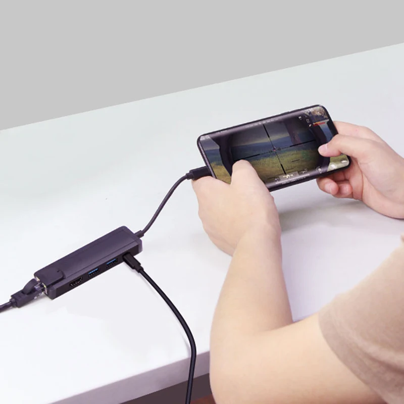 5 в 1 концентратор USB Type C к HDMI 4K USB 3,0 TF HDMI RJ45 адаптер док-станция для ноутбука мобильного телефона