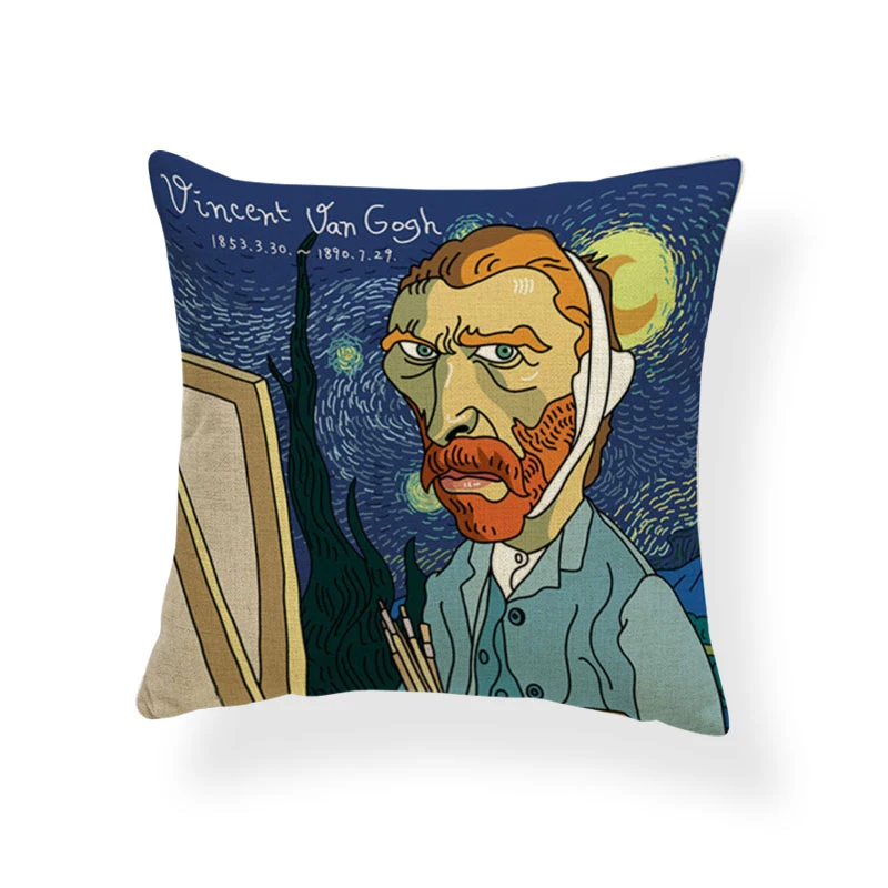 Подушка для художников Vincent Van Gogh John Sebastian Bach Andyson Einstein декоративная подушка для дивана покрытие полиэфирное белье Подушка для отдыха - Цвет: 1