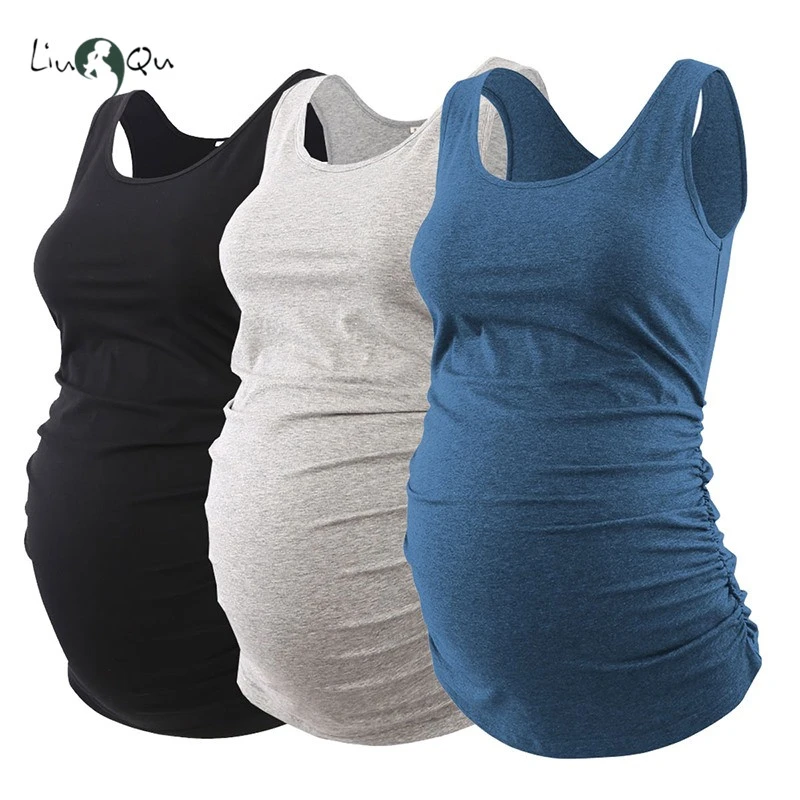 Pregnancy Maternity Tank Tops Womens Pregnant Sleeveless Side Ruched Casual Maternity Clothes Vest Tops Tee  Sleep Underwear clearance maternity clothes