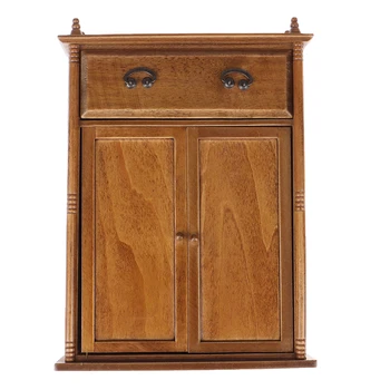 

1:12 Vintage Wooden Wardrobe Model Furniture Toys Accessories Dolls House Miniature