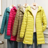 0-10℃ Women Puffer Jackets Ultralight Duck Down Jacket 2024 Autumn Winter Portable Hooded Parka Coat Windproof Outwear 6XL 7XL 1